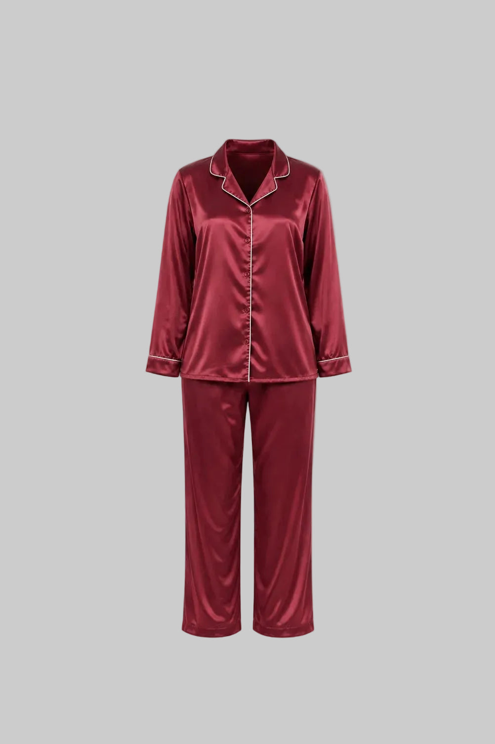 After Dusk Women’s Premium Satin Lounge Wear Set | Luxury Satin Fabric | Soft, Elegant  & Comfortable | Bright Red with White Piping