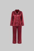 After Dusk Women’s Premium Satin Lounge Wear Set | Luxury Satin Fabric | Soft, Elegant  & Comfortable | Bright Red with White Piping