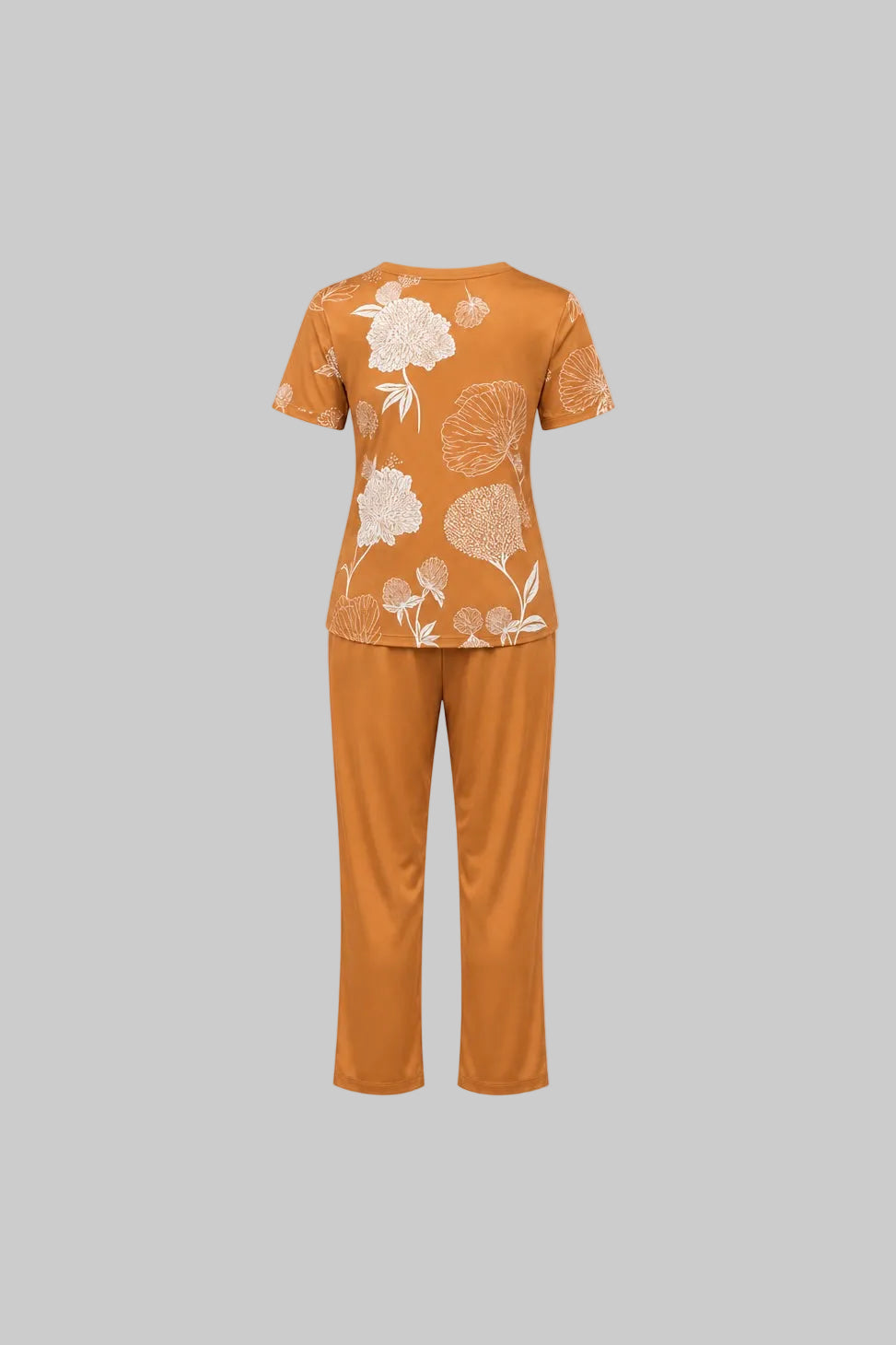 Mesmerro Sage Meadow Floral Printed Women’s Co-Ord Set with Round-Neck Short-Sleeve Top & Straight-Fit Pants