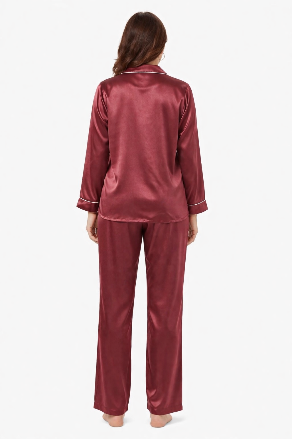After Dusk Women’s Premium Satin Lounge Wear Set | Luxury Satin Fabric | Soft, Elegant  & Comfortable | Bright Red with White Piping