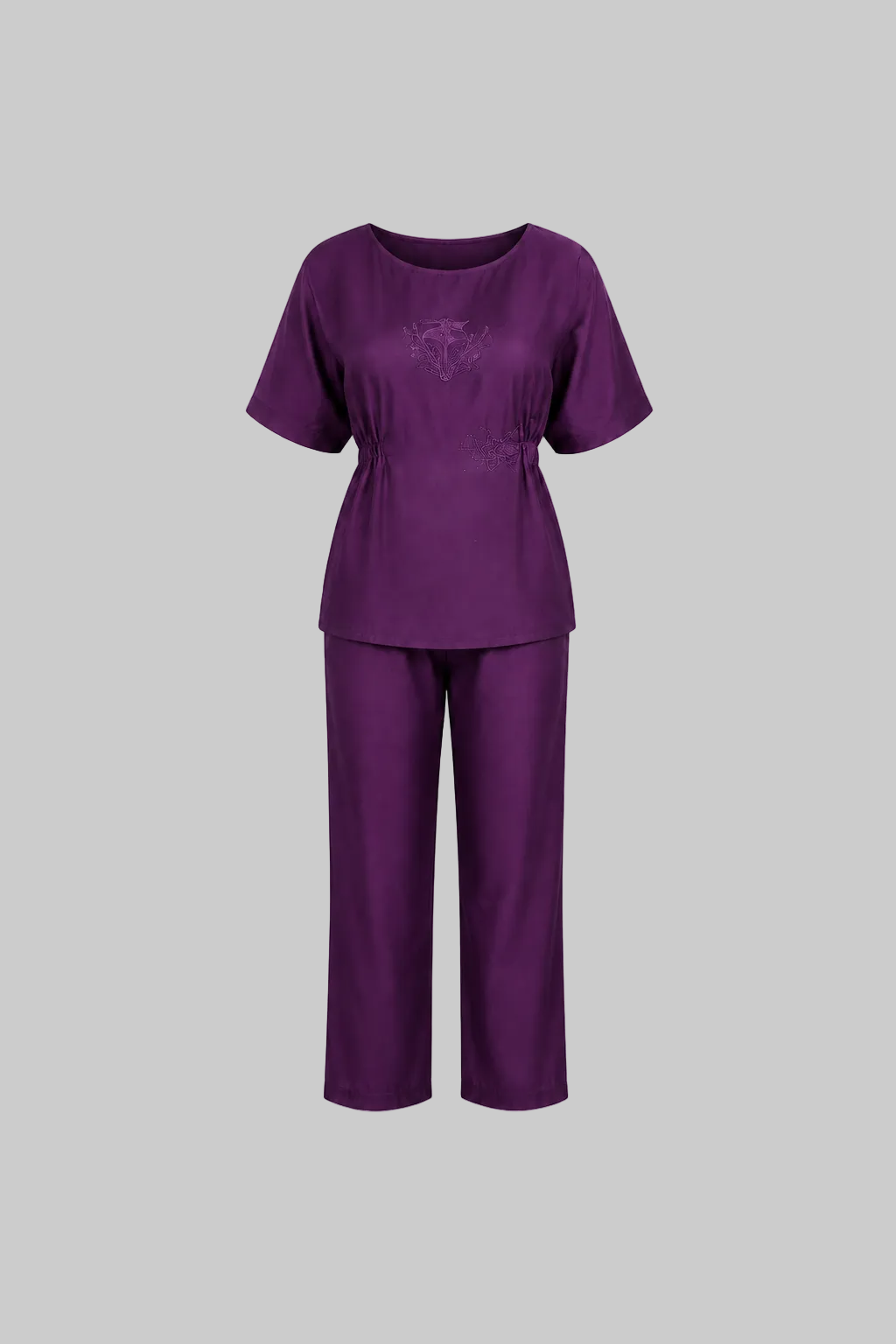 Mesmerro Golden Tropics Mustard Abstract Leaf Printed Women’s Co-Ord Set with Collared Half-Sleeve Top & Straight-Fit Pants