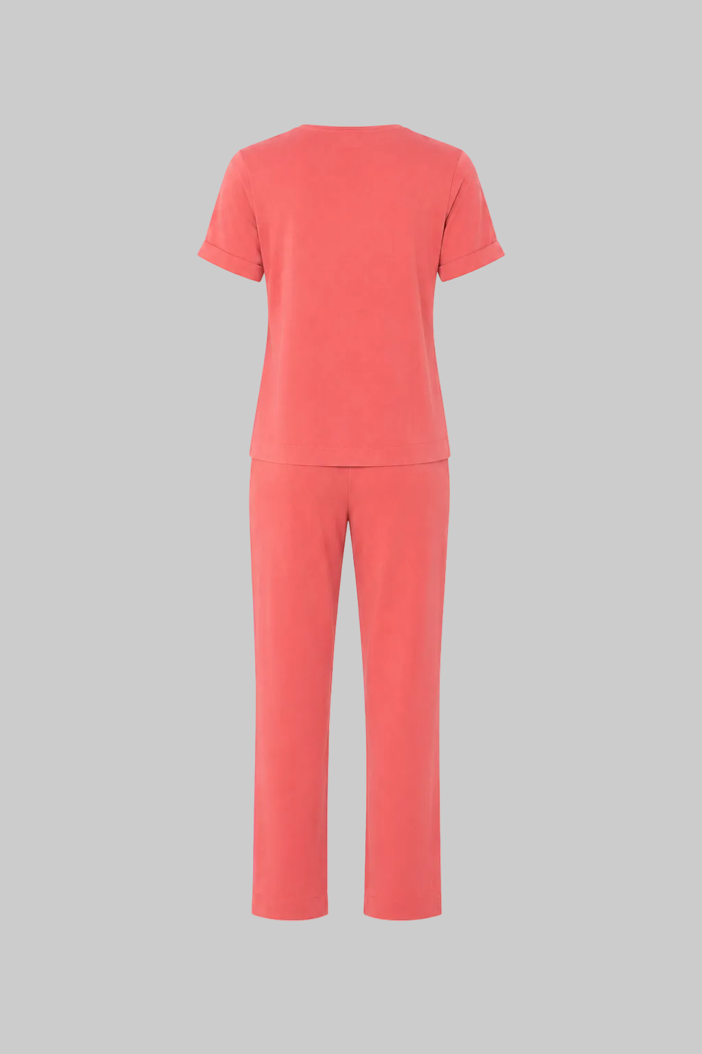 Mesmerro Coral Mosaic Women’s Co-Ord Set with Split-Neck Short-Sleeve Top & Straight-Fit Pocket Pants
