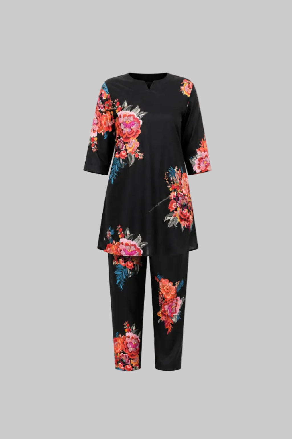 Mesmerro Golden Tropics Mustard Abstract Leaf Printed Women’s Co-Ord Set with Collared Half-Sleeve Top & Straight-Fit Pants