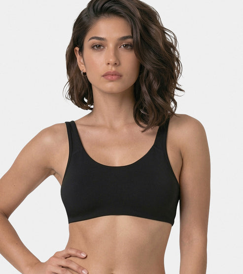 Enamor Low Impact Women's Cotton Everyday Sports Bra - All Day Comfort, Non Padded, Wirefree, High Coverage - SB06 - Black