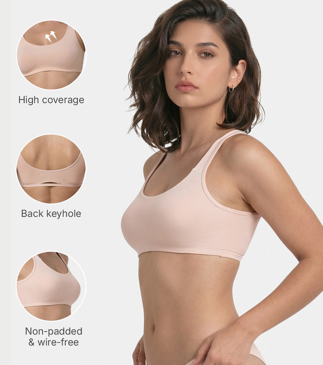Enamor Low Impact Women's Cotton Everyday Sports Bra - All Day Comfort, Non Padded, Wirefree, High Coverage - SB06 - Pearl