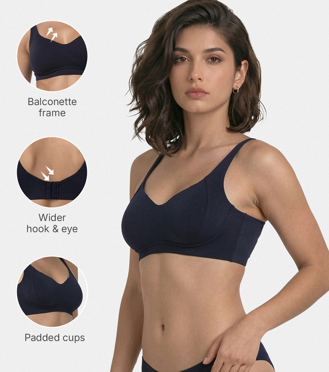 Enamor Bamboo Cotton A077, Side Support, Everyday Women's T-Shirt Bra - 3X Softer, 4X more Absorbent, Antimicrobial, Padded, Wirefree, Full Coverage