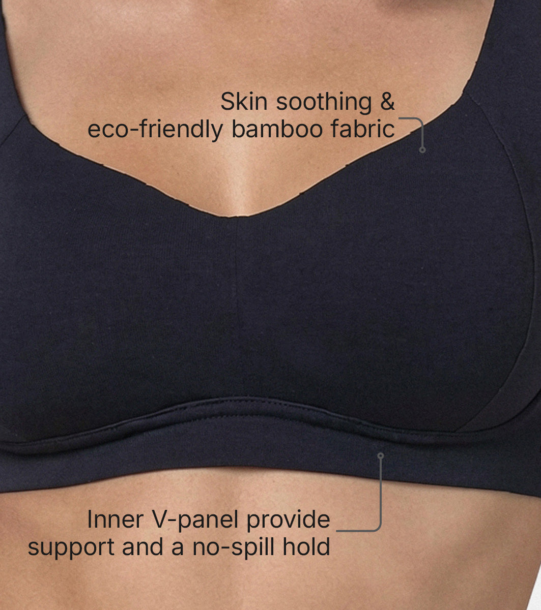 Enamor Bamboo Cotton A077, Side Support, Everyday Women's T-Shirt Bra - 3X Softer, 4X more Absorbent, Antimicrobial, Padded, Wirefree, Full Coverage