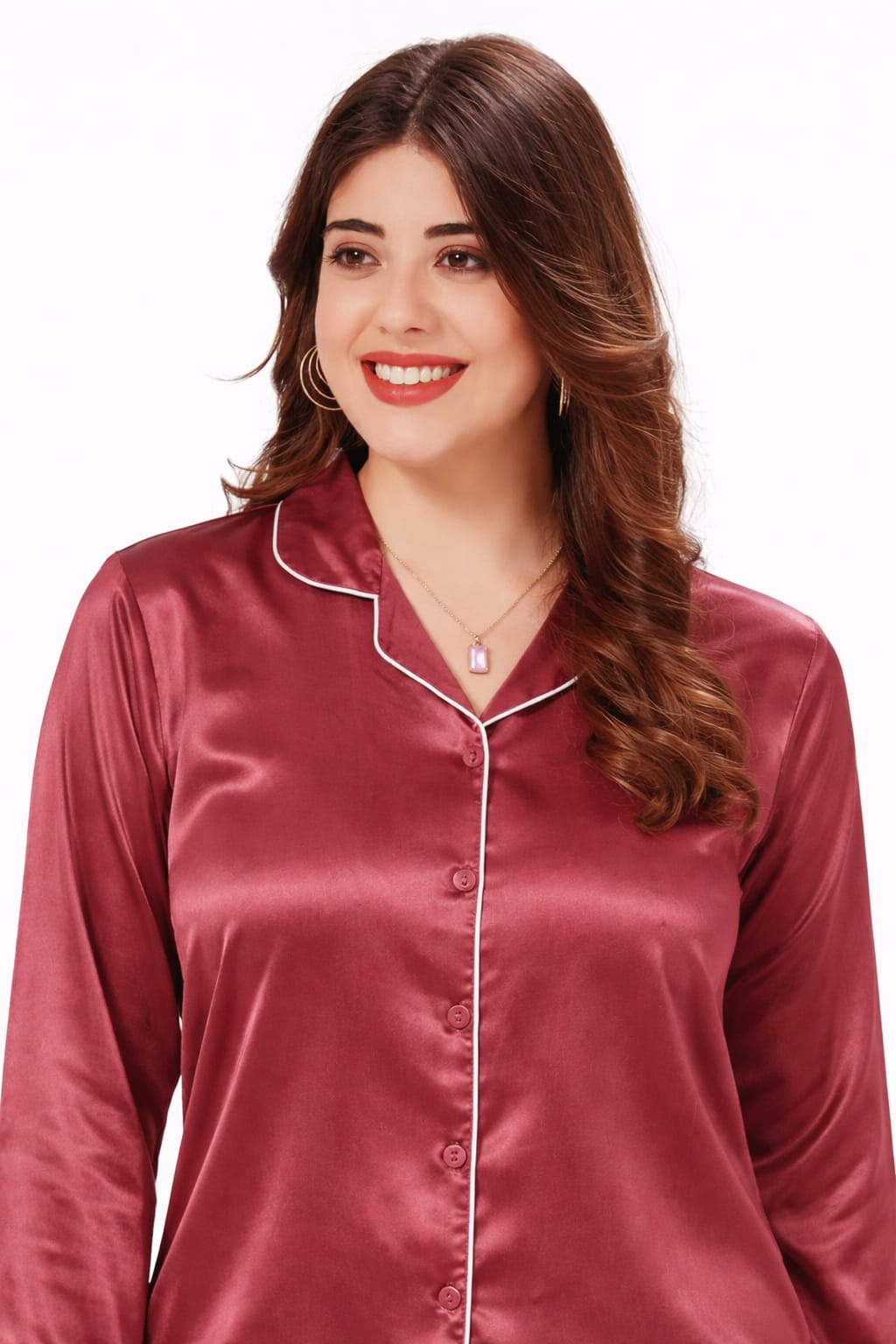 After Dusk Women’s Premium Satin Lounge Wear Set | Luxury Satin Fabric | Soft, Elegant  & Comfortable | Bright Red with White Piping