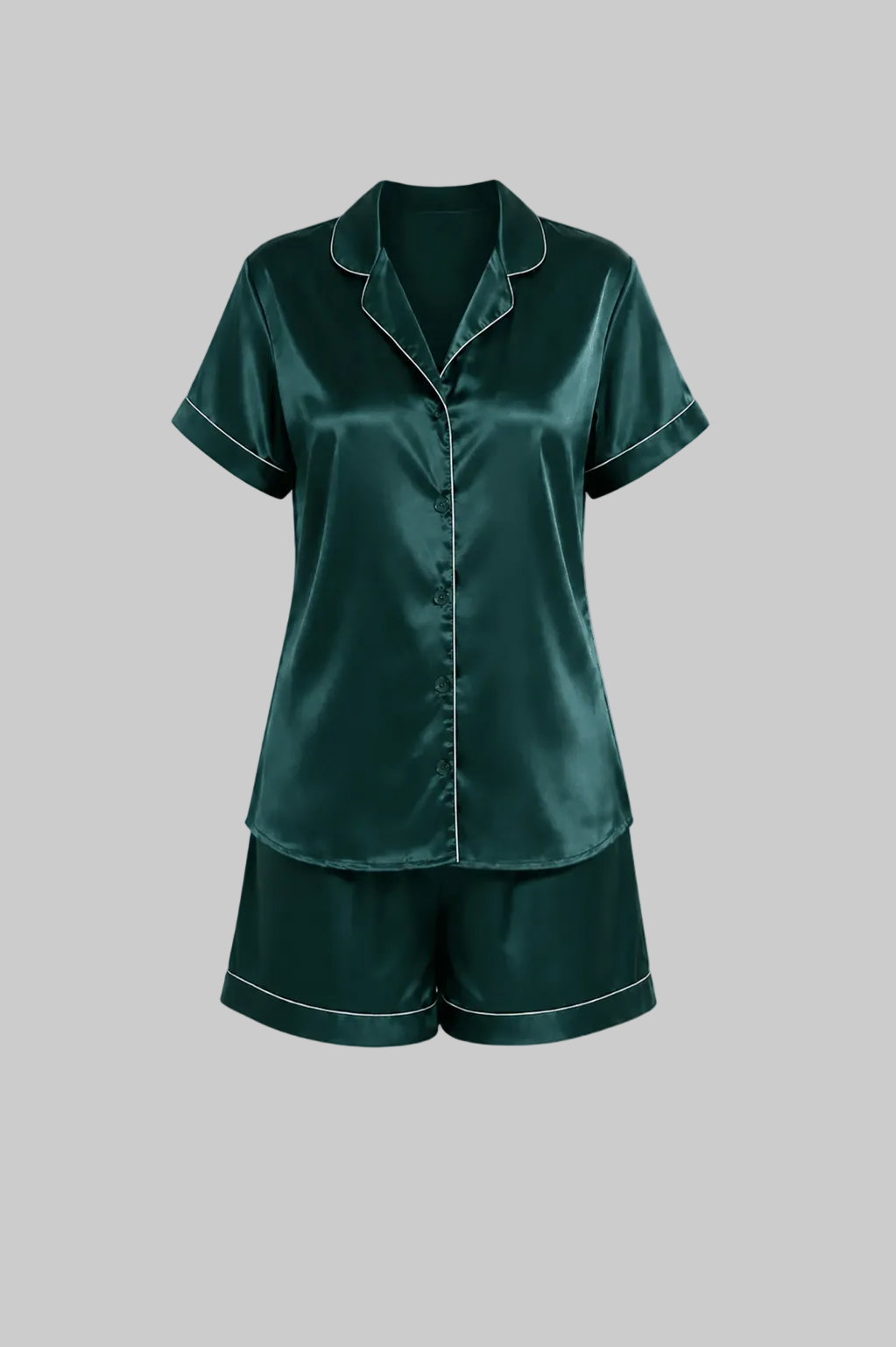 Afterdusk Satin Short Night Suit Set for Women – Button-Down Top & Shorts